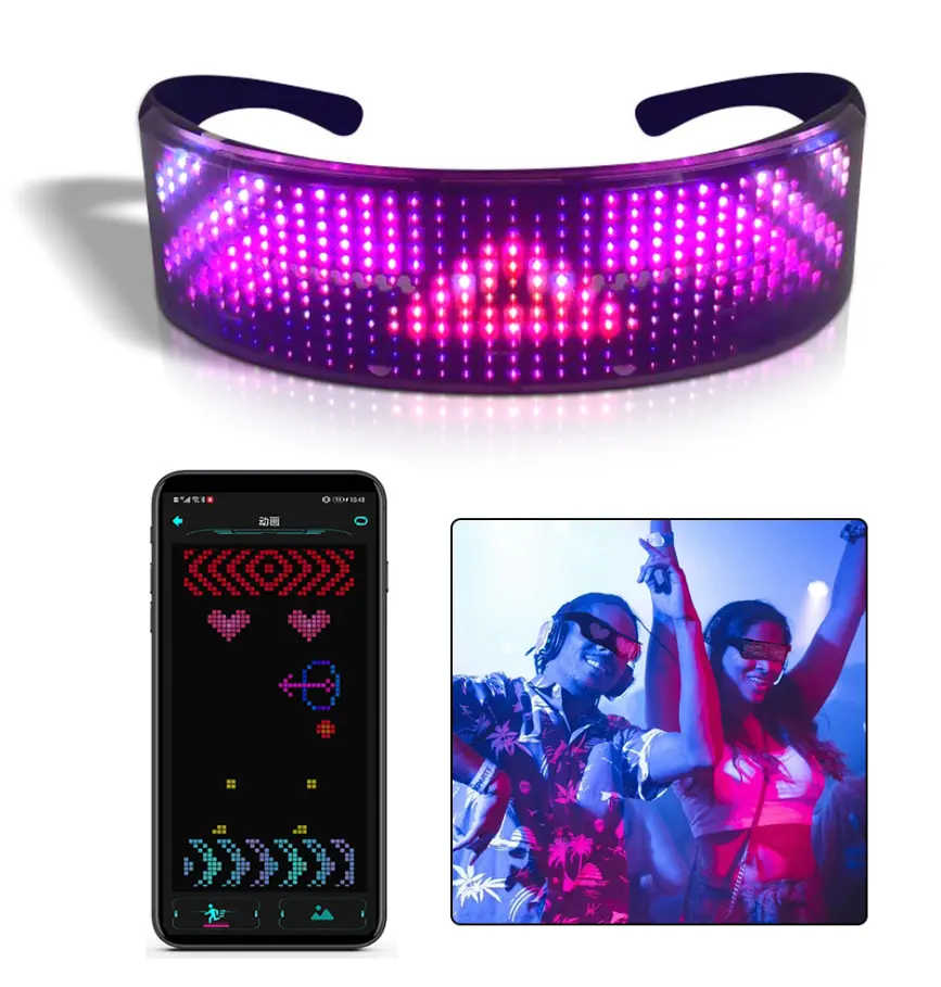 New LED Glasses Full Color LED Display Smart Glasses With APP Connected Control For Parties Halloween Christmas