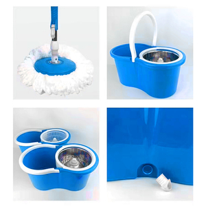 Bộ lau nhà xoay đa năng bằng sợi microfiber giá rẻ, tay cầm điều chỉnh được, xoay <span class=keywords><strong>360</strong></span> độ, kèm xô và giỏ kim loại - Product Image 2