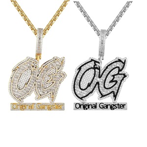 ตัวอักษรเดิมนักเลง OG ตุ้มห้อยสร้อยคอจี้ Micro Pave 5A โคเนีย CZ Bling hip hop เครื่องประดับผู้ชายเด็กผู้ชาย - Product Image 1