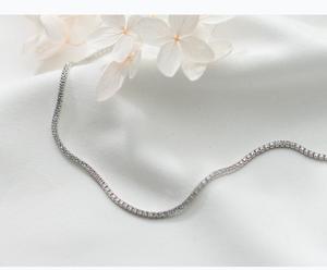 قلادة بناتي, قلادة بناتي بتصميم بسيط من أحجار الزركونيا المكعبة موديل 925 ، قلادة قصيرة بتصميم بسيط من أحجار الزركونيا المكعبة طراز - Product Image 2