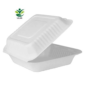 Çevre dostu 8 inç Compostable tek kullanımlık öğle yemeği kutusu biyobozunur şeker kamışı Bagasse Burger konteyner Takeaway gıda için