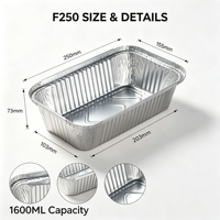 Barquette rectangulaire jetable en aluminium 1600 ml de qualité alimentaire pour plats au four, fruits de mer, barbecue et pique-niques en extérieur