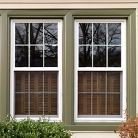 Fenêtres à double battant en UPVC orange, faciles à nettoyer, coupe-vent, en fibre de verre, pour chambre à coucher, escalier de parc, garantie 4 ans