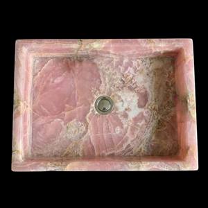อ่างล้างจานครัวทรงสี่เหลี่ยมผืนผ้าหรูหรา ทำจากหินควอตซ์สีชมพูและออนิกซ์  ทันสมัย  พร้อมหินบำบัด  สำหรับอ่างล้างหน้าในห้องน้ำ  ตกแต่งอย่างประณีต - Product Image 2