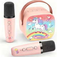 Mini machine de karaoké avec 2 micros sans fil, qualité sonore haute fidélité, enceinte portable licorne pour filles et enfants Android
