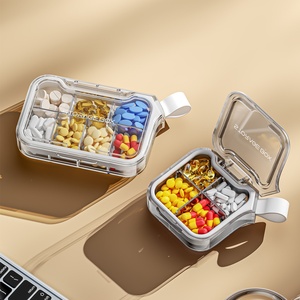 Benutzerdefiniertes Logo Pillendose <span class=keywords><strong>7</strong></span>/4 Tage Silikondeckel Reise-Medikamentenbox Kunststoff-Medikamentenaufbewahrungsboxen & -Behälter - Product Image 1