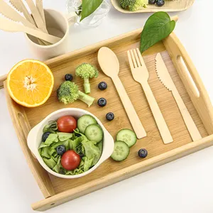 Bandeja de comida de bambú para servir comida de desayuno directo de fábrica