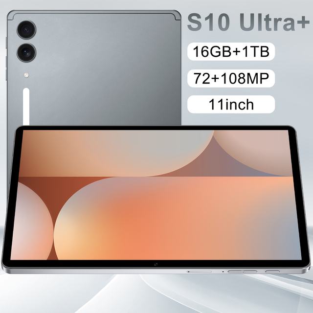 Brand New S10- Smart Tablet Computer 11-inch HD Screen 16G+1TB 72MP+108MP 4G WiFi GSM Entertainment Android 14 Snapdragon8 Gen3
