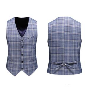 Tuta da uomo doppio petto 3 pezzi tuta da Jogging tuta <span class=keywords><strong>blu</strong></span> Plaid Tech abiti da uomo abiti da lavoro formali - Product Image 2