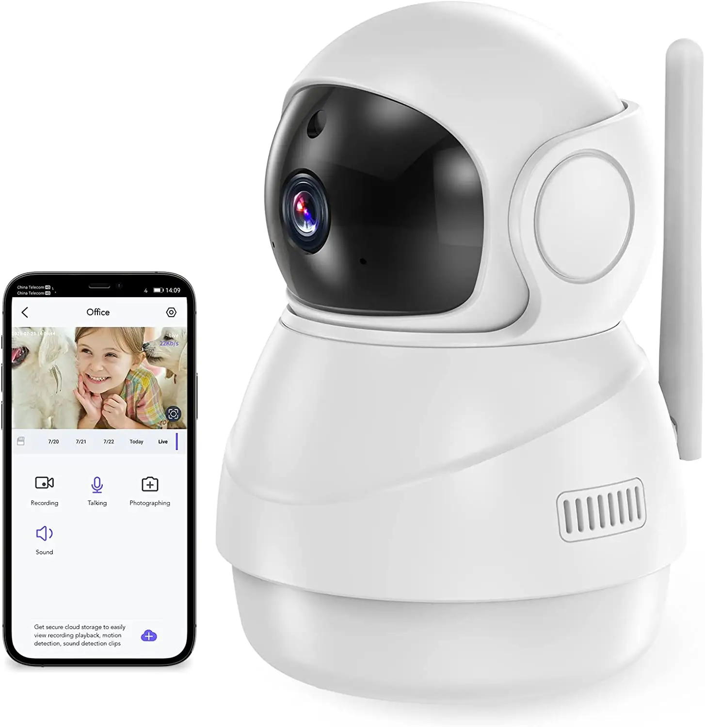 PB220 WiFi-Kamera für die Heim überwachung, Baby phone mit Bewegungs erkennung, Haustier kamera mit Telefon-App 2-Wege-Audo/Nachtsicht