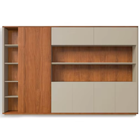 Bureau de direction moderne avec armoire de rangement latérale et étagère ouverte pour mobilier de bureau commercial