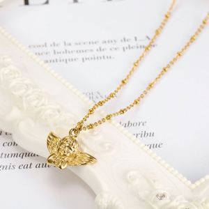 Collier bébé ange gardien sans nickel, pendentif aile d'ange en acier inoxydable - Product Image 3