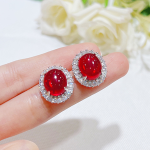 Nuovo Set di Ciondoli con Zirconi Rossi Simulati Effetto Sangue di Piccione, Superficie Liscia, Design Esagerato a Uovo di Piccione <span class=keywords><strong>XOXO</strong></span>, Placcato Oro 18K, Set Regalo da 4 Pezzi - Product Image 5