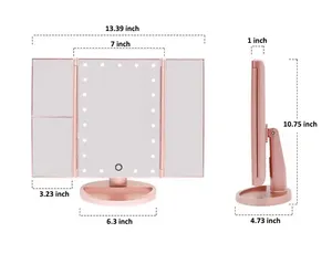 Ba trifold gương phóng đại với đèn Vanity trang điểm Led Gương - Product Image 6