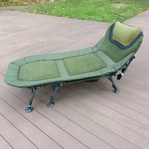 Equipo de <span class=keywords><strong>pesca</strong></span> de carpa Biwy para acampar al aire libre, cama táctica portátil de cama plana ancha de 6 piernas, silla de cama - Product Image 1