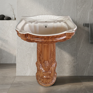 Lavabo de Pedestal de Porcelana Roja Vitrificada, Diseño Moderno, Hecho en India, al Mejor Precio, para Uso en Hospitales y Dormitorios - Product Image 6