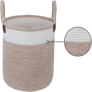 Grande <span class=keywords><strong>cesto</strong></span> di stoccaggio della biancheria ecologico con ferro di bambù in tessuto di vimini manici per l'organizzazione domestica e la conservazione dei vestiti - Product Image 3