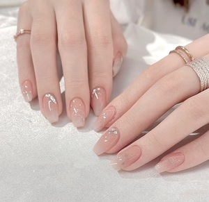 <span class=keywords><strong>Uñas</strong></span> Postizas Acrílicas de Cobertura Total con Diseño de Ojo de Gato, Perlas y Estilo Francés, Color Blanco, Desmontables - Product Image 5