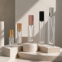 Flacon de parfum carré transparent personnalisé en gros avec bouchon métallique de luxe et atomiseur à fine brume – Flacon vide pour vaporisateur de parfum