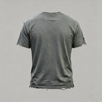 T-shirt gris vintage délavé et vieilli, impression DTG Kornit, motif lettres nocturnes, effet soleil délavé, style streetwear