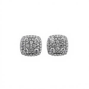 Pendientes Cuadrados Unisex de Plata 925 con Moissanita, Baño de Rodio, Micro Pavé, Joyería de Lujo AMBER JEWELS T-156 con Certificado GRA - Product Image 1