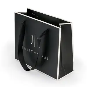 Saco de papel de compras impresso personalizado para presente de marca famosa de luxo com seu próprio logotipo