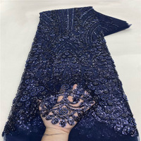 Tissu en maille 100% polyester écologique brodé de fleurs en sequins 3D pour robes de mariée et robes de soirée