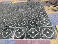 Großhandelspreis Verde Alpi Marmor-Einlage Waterjet-Mosaik-Design mit Weißem Marmor-Einsatz Kombinierte Bodenfliesen für Badezimmer