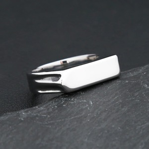 yunnique Minimalist Flat Square Stainless Steel <b>Ring</b> Unisex Jewelry Gift Geometric Design Smooth Band - Product Image 2