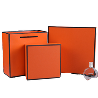 Boîte à serviettes en soie orange simple haut de gamme, emballage en carton, bord noir, couverture Ciel et Terre, 4C, vente en gros et au détail, fabriqué à partir de matériaux recyclés