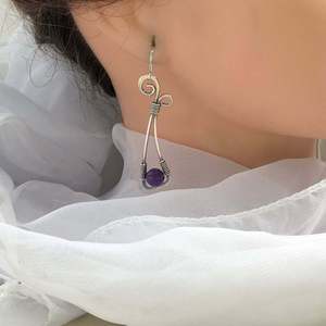 Orecchini a Cerchio Viola per Donne, Stile Bohémien Vintage, Accessori per Orecchie da Indossare Quotidianamente - Product Image 3