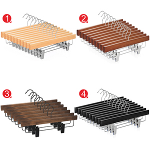 High Quality Wooden Pants <strong>Hangers</strong> with Clips Non-Slip Skirt <strong>Hangers</strong> for Jeans, Trousers &amp; Dresses - Product Image 1