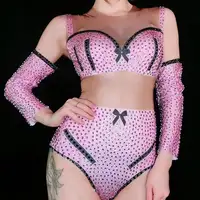Sparkly moderne Tanz Bodysuit rosa Sänger Bühnenshow Overall Party Mädchen sexy Outfit Sänger Kostüm