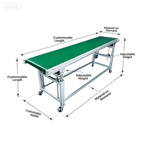 Convoyeur horizontal sur mesure en acier inoxydable à 2 niveaux avec cadre en profilé aluminium, ligne d'assemblage mobile, vitesse réglable, transport