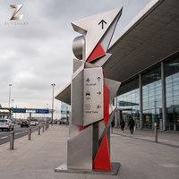 Sculpture de signalisation directionnelle moderne en acier inoxydable, annuaire personnalisé pour tours de bureaux, centres d'affaires et centres d'accueil