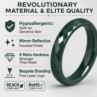 Bague d'éternité religieuse en céramique verte de 3 mm, opulente, avec finition facettée scintillante et résistance inégalée pour femme