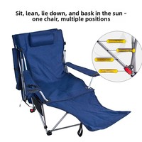Chaise longue de plafond bleue personnalisée transfrontalière, mobilier d'extérieur pliant avec pare-soleil, chaise inclinable de camping portable avec accoudoirs
