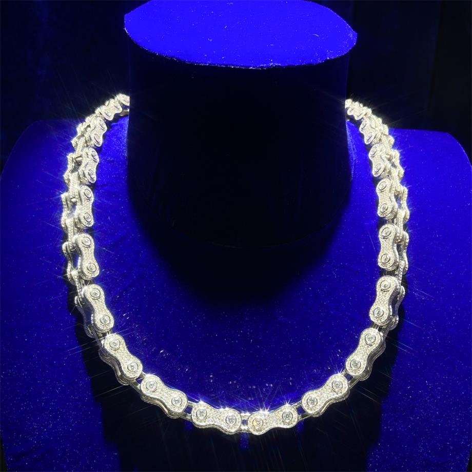 Новый дизайн Vvs Moissanite, оптовая цена, белое позолоченное 925 Серебряное ожерелье для велосипеда