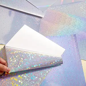 Printable Holographic Sticker Paper for Inkjet Or Laser Printer, Sticker Dries Quickly with Gem Rainbow Spot Star Patterns