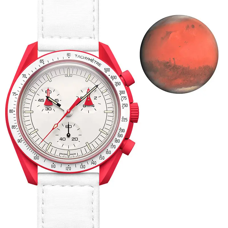 Red Fashion Wristwatch the Latest Jointly Designed Moon Venus Mars Planet Watch OEM Custom Logo Watch