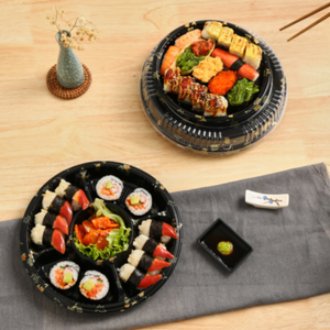 Einweg-Kunststoff Hochwertige Take Out to Go Lebensmittel verpackungs boxen Runde Sushi-Tablett Sushi-Platte - Product Image 3