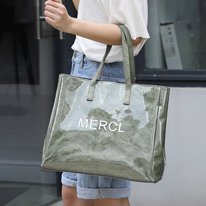 Wholesale New Fashion Luxury Jelly Clear Plastic PVC Tyvek Beach Tote Bag Customized Logo shopping bag