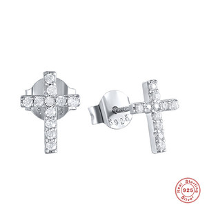 Boucles d'oreilles géométriques en argent sterling S925, croix étoile à huit branches, tendance, simples, légères et luxueuses, best-seller transfrontalier - Product Image 3