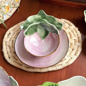 Assiettes et bols en céramique faits main Lelyi, mignons et originaux en forme de légumes, style frais et créatif, pour collations - Product Image 4