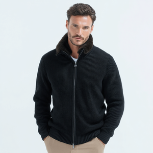 Maglione <span class=keywords><strong>Cardigan</strong></span> comodo da <span class=keywords><strong>uomo</strong></span> <span class=keywords><strong>con</strong></span> collo a V in pelliccia sintetica staccabile <span class=keywords><strong>con</strong></span> doppia <span class=keywords><strong>cerniera</strong></span> invernale <span class=keywords><strong>con</strong></span> <span class=keywords><strong>cerniera</strong></span> completa - Product Image 4