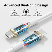 Kabel Data USB-C ke USB-C 1M 60W Grosir OEM, Mendukung Pengisian Cepat PD QC untuk iPhone, iPad, Huawei, Vivo