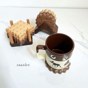 Creative Biscuit Solid Wood Classic Design Reusable Heat Insulation Coaster Zhejiang Tea Mug Milk Cup <b>Coffee</b> Mat - Product Image 1