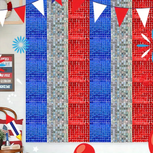 Panneau mural carré à paillettes scintillantes pour le 4 juillet et la Saint-Valentin, 30x30cm, rouge, argent, bleu, pour le Jour de l'Indépendance et le Jour commémoratif - Product Image 6