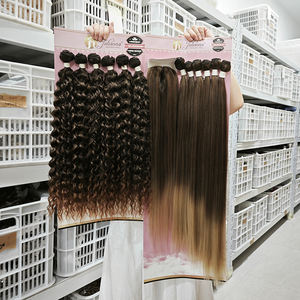 Julianna organik <span class=keywords><strong>Protein</strong></span> yüksek kaliteli sentetik saç uzatma demetleri ile kapatma toptan sentetik paket saç - Product Image 1