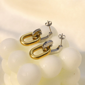 Stainless Steel Geometric Stud Earrings 18K Gold Plated For Women Fashion Jewelry - Product Image 3